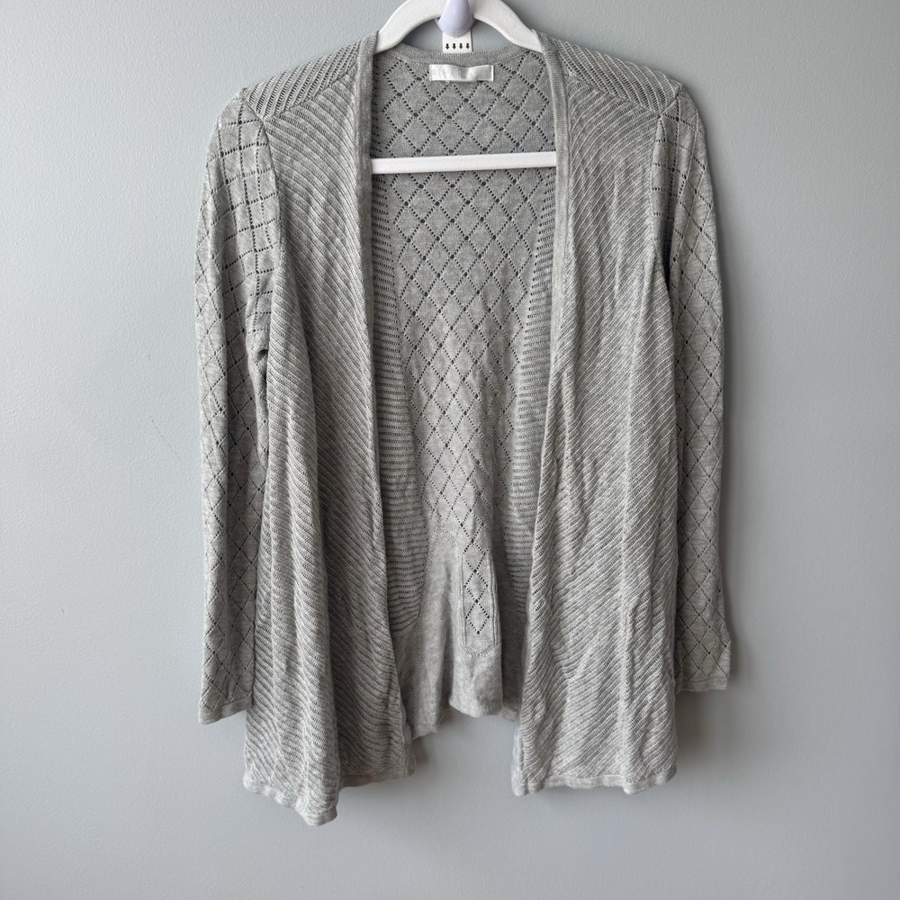 Diamond Patterned Open Cardigan, Foggy Heather Grey Design History - Small